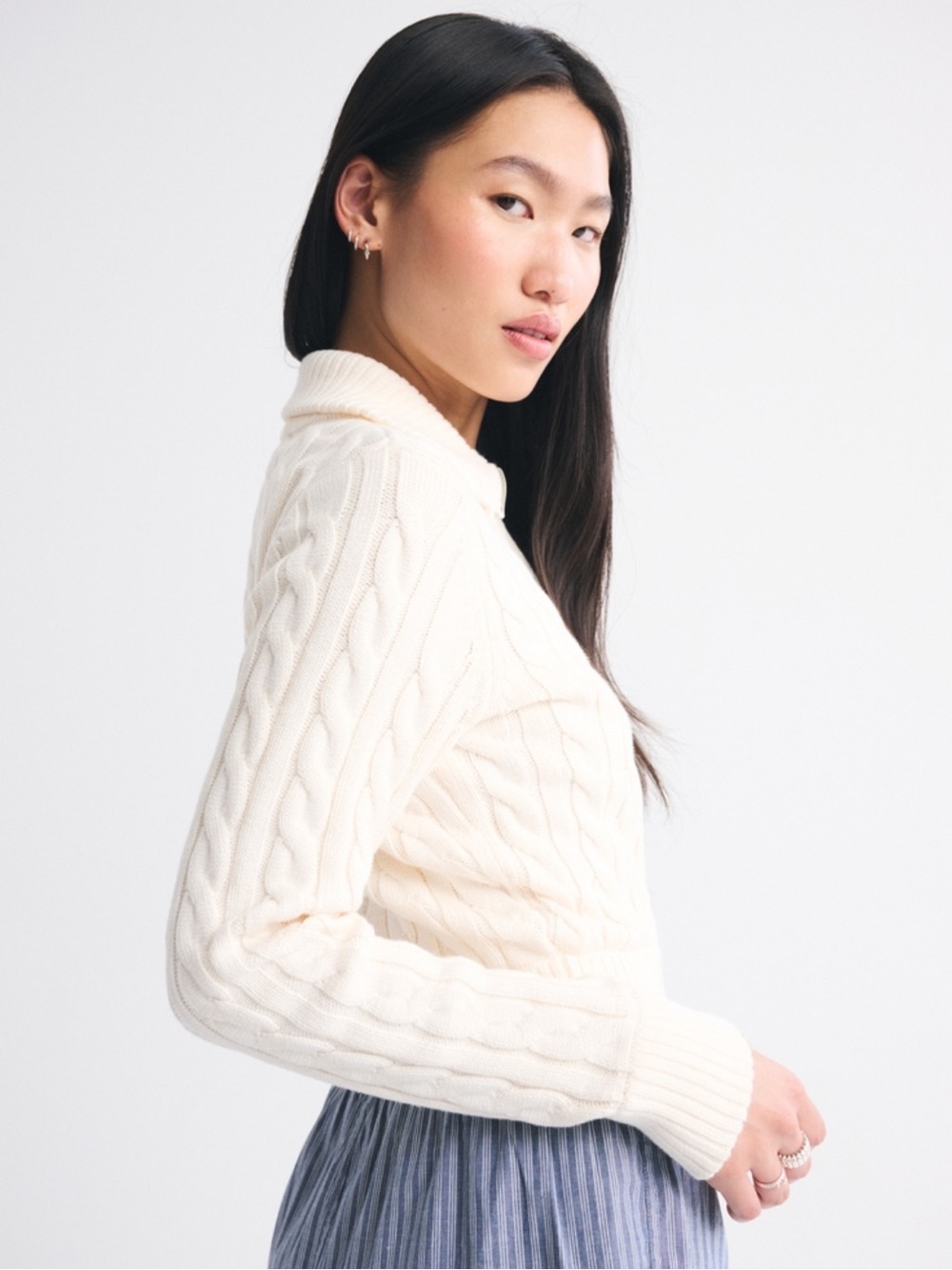 double zipper cable-knit cardigan - Picture 5 of 12
